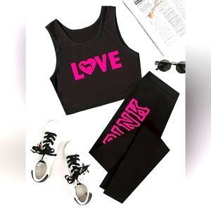 Casual Letter Print Pantsuits Two Piece Set